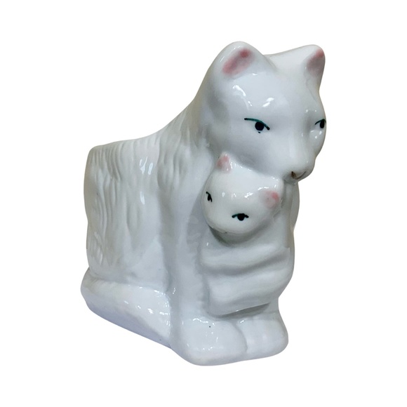 Mama Cat Holding Baby Kitten Planter Figurine, Ceramic, Vintage - (1950's) - Picture 9 of 10